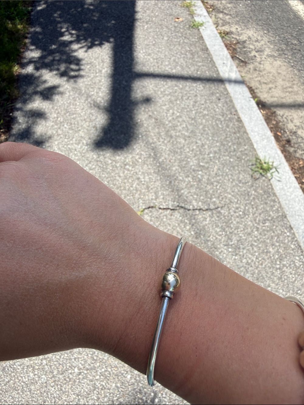 Two-Tone Silver and Gold Bead Cuff Bracelet